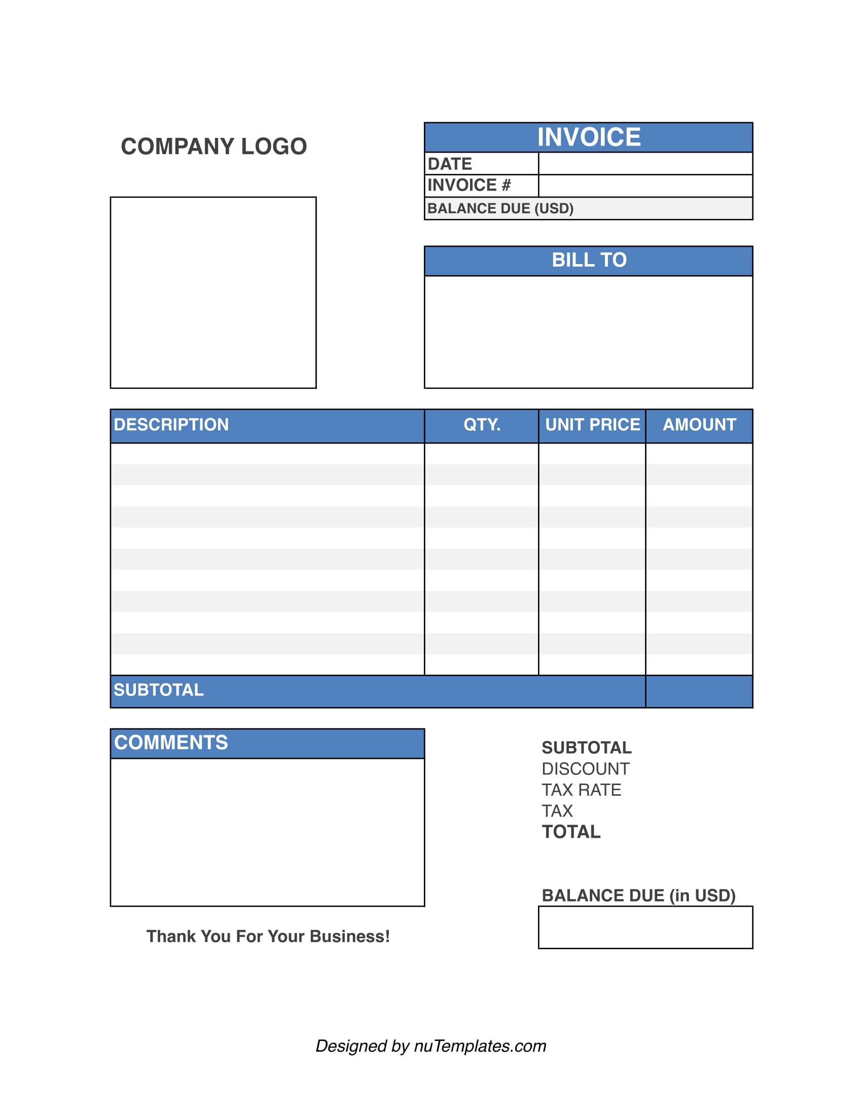 blank invoice template blank invoices nutemplates