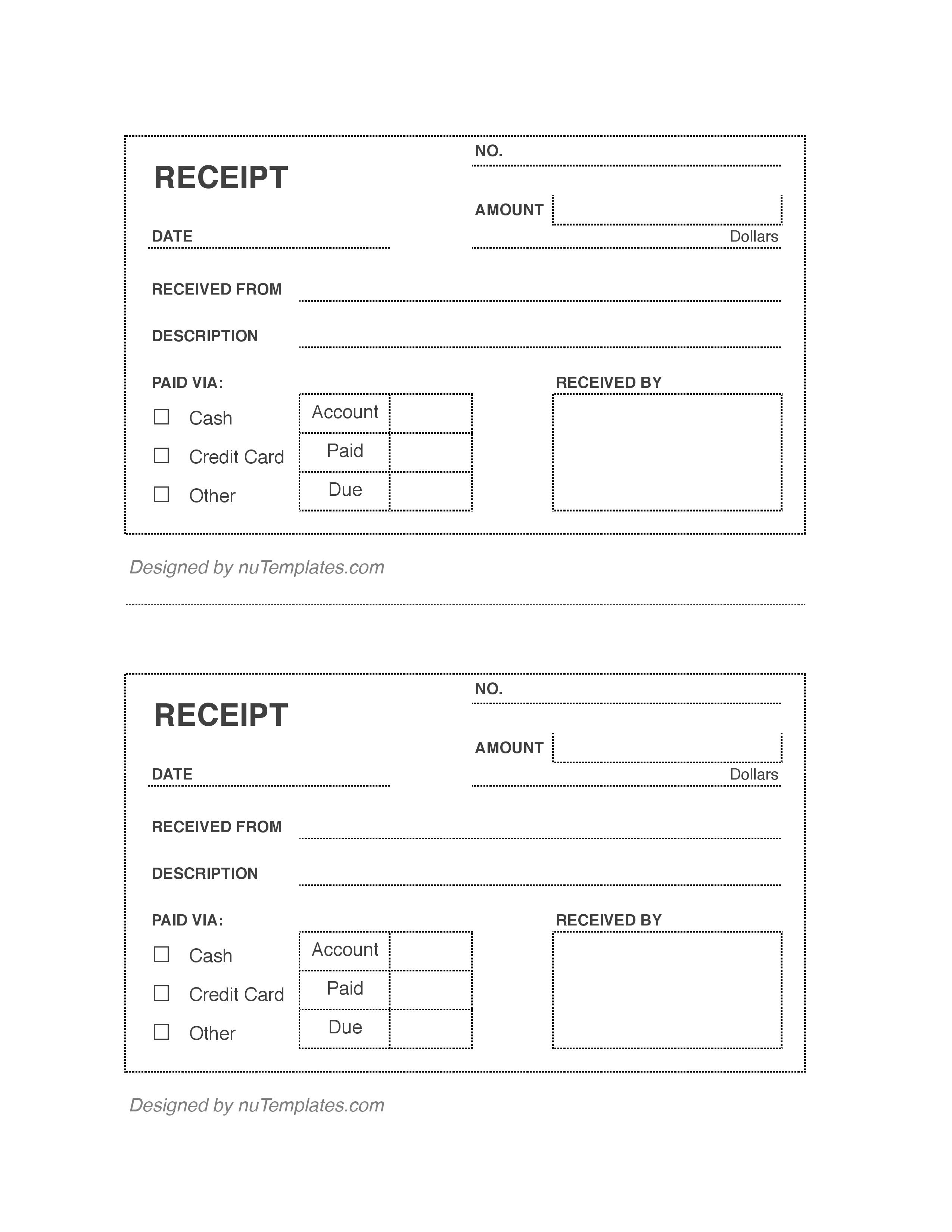 Receipt Template Work Done Simple Receipt Forms