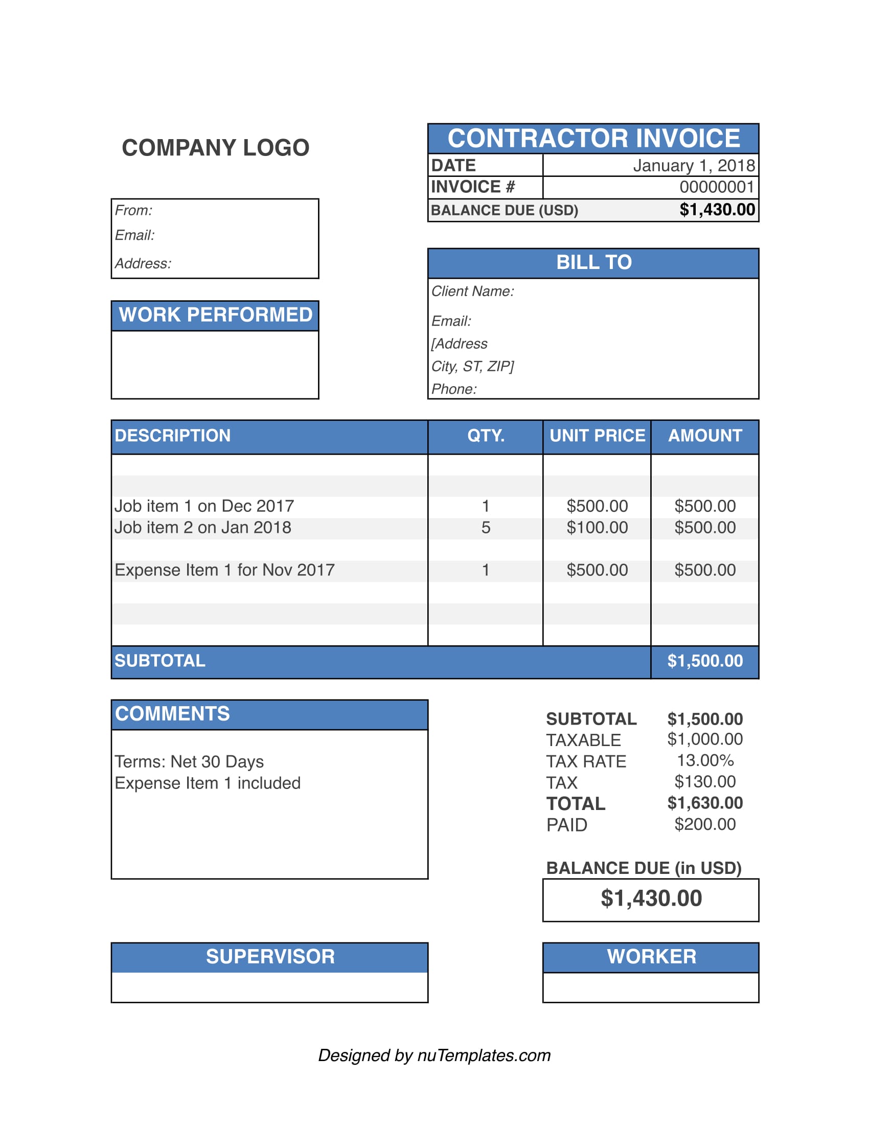 contractor invoice template img