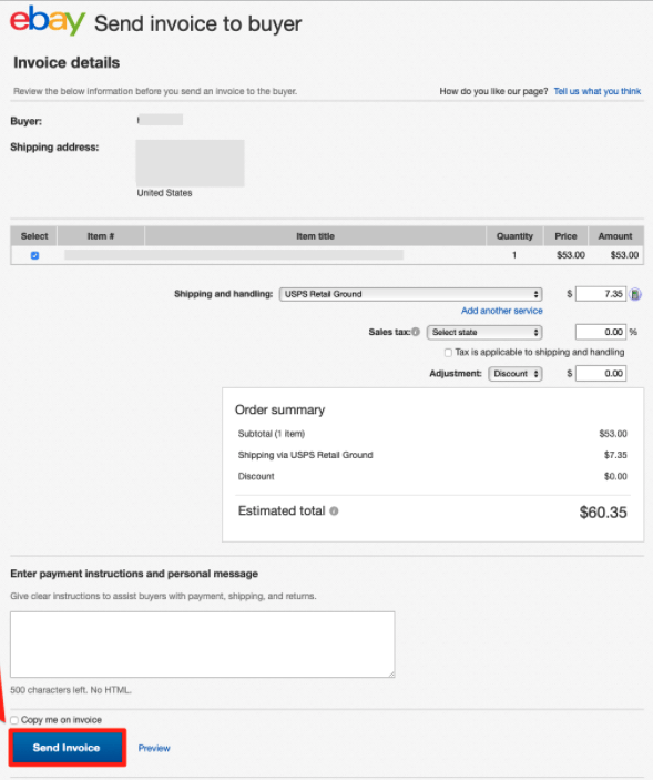 ebay invoice template