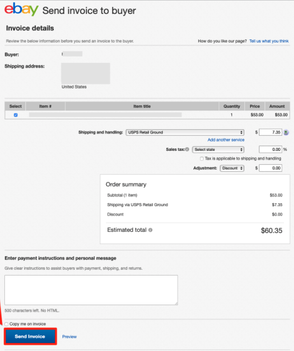 Ebay Invoice Template