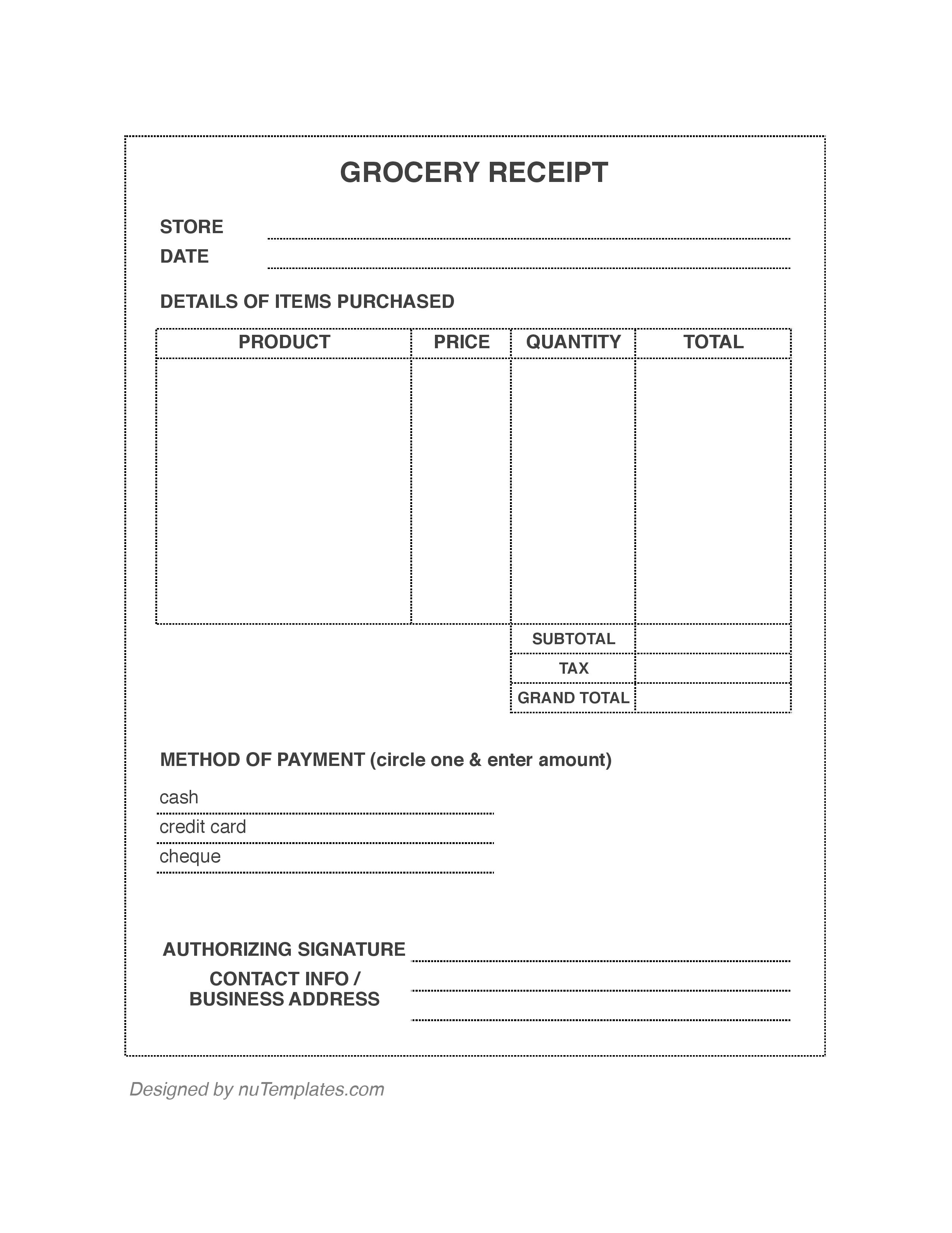 Grocery Receipt Template Grocery Receipts nuTemplates