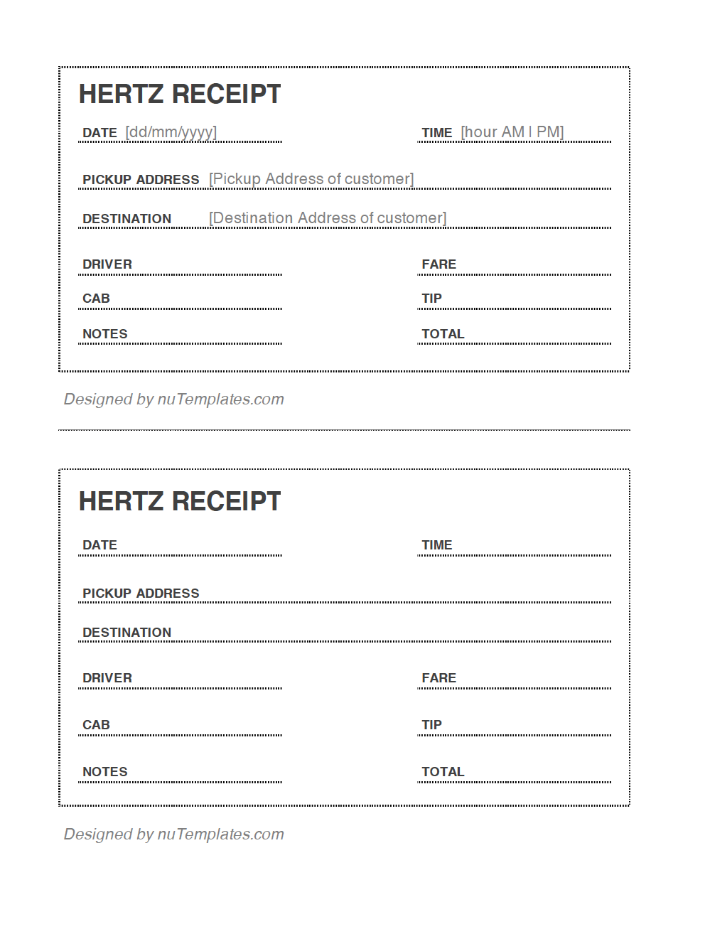 Hertz Receipt Template Hertz Receipts nuTemplates