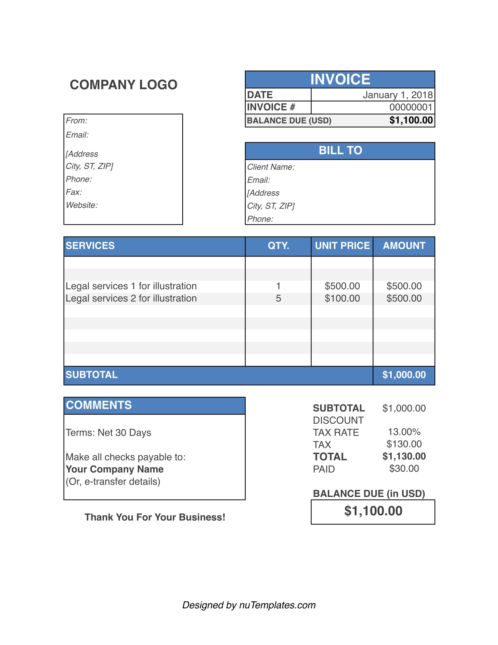 legal invoice template img