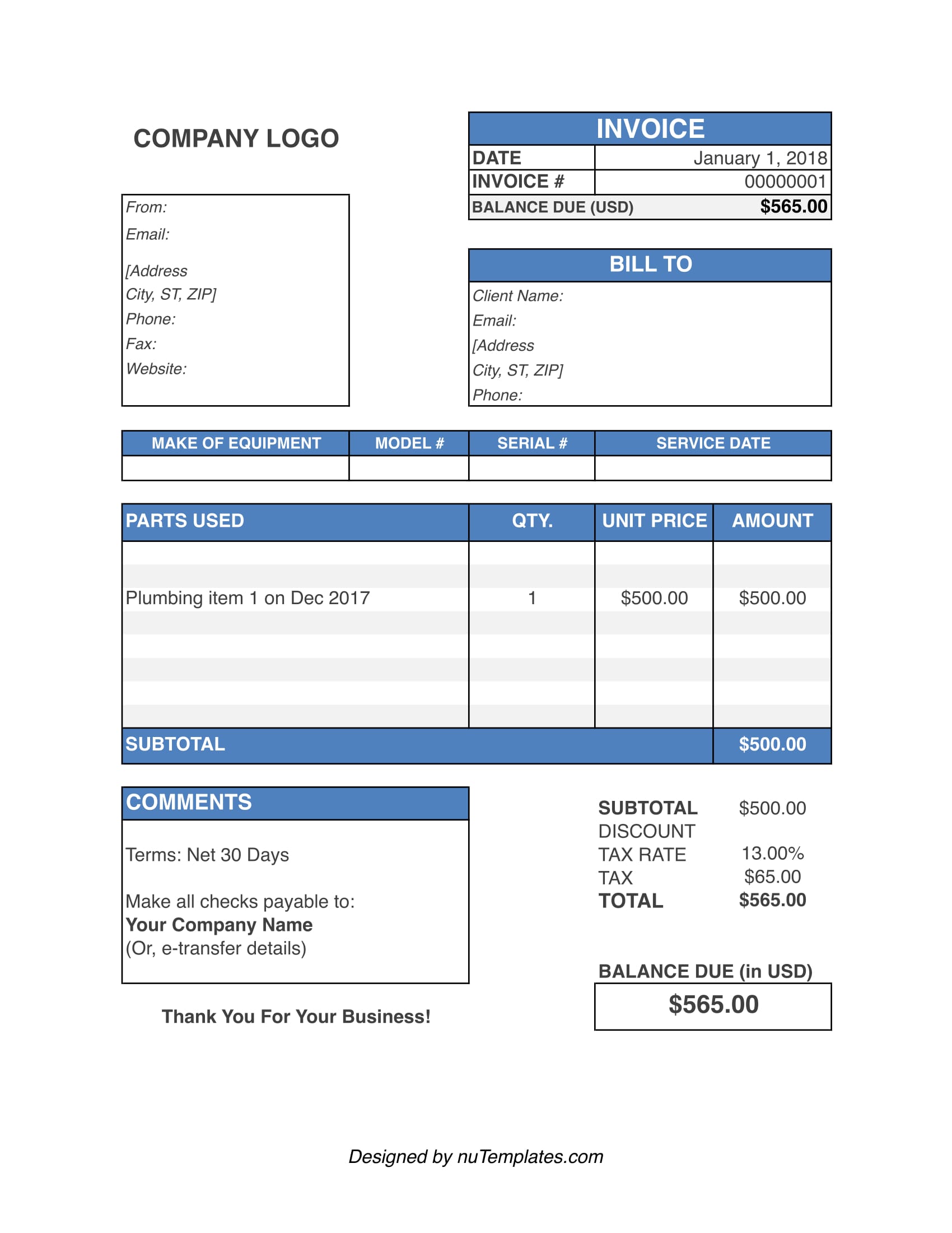 Free Printable Plumbing Invoice Printable Word Searches