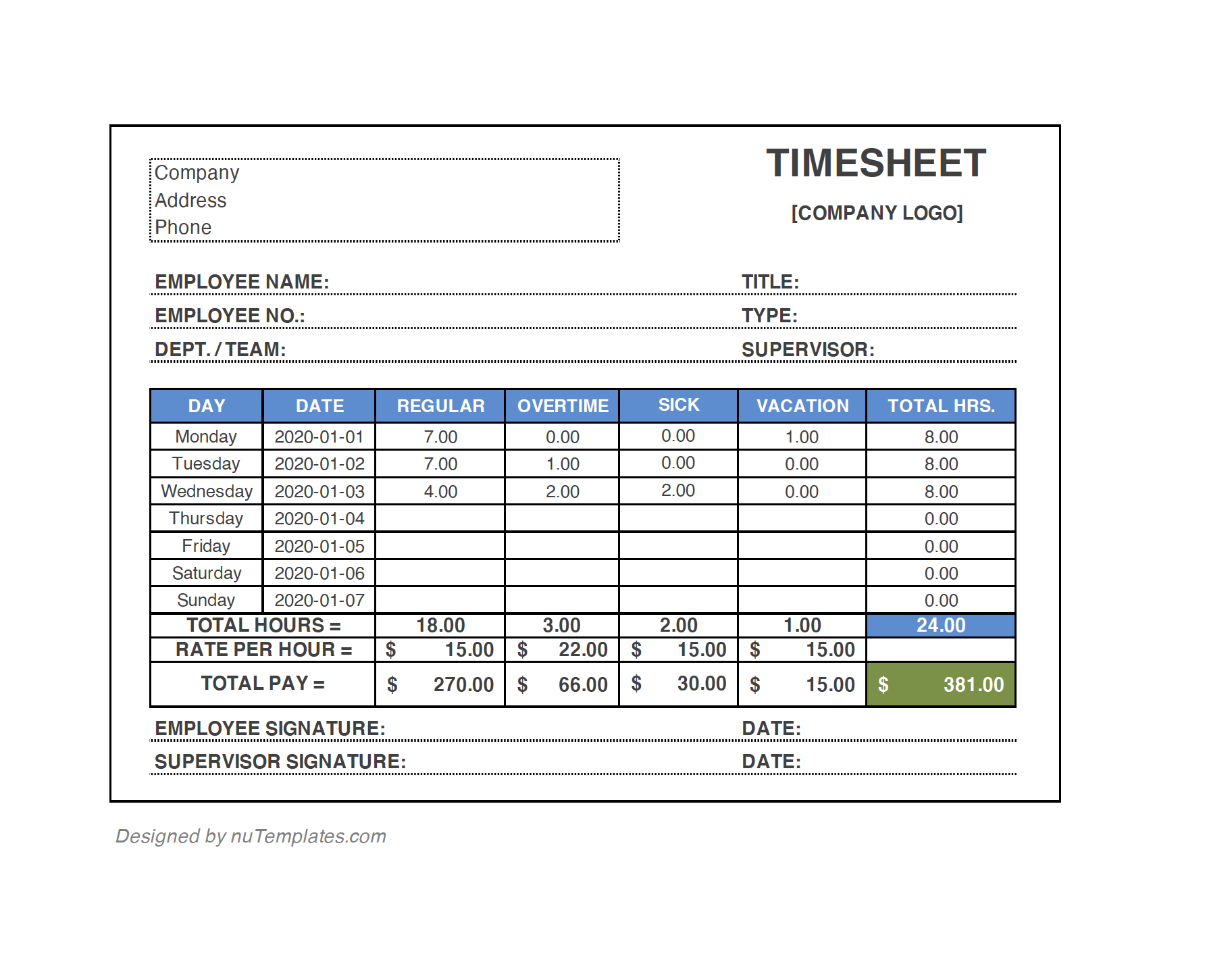 timesheet timesheets pdf sample template templates