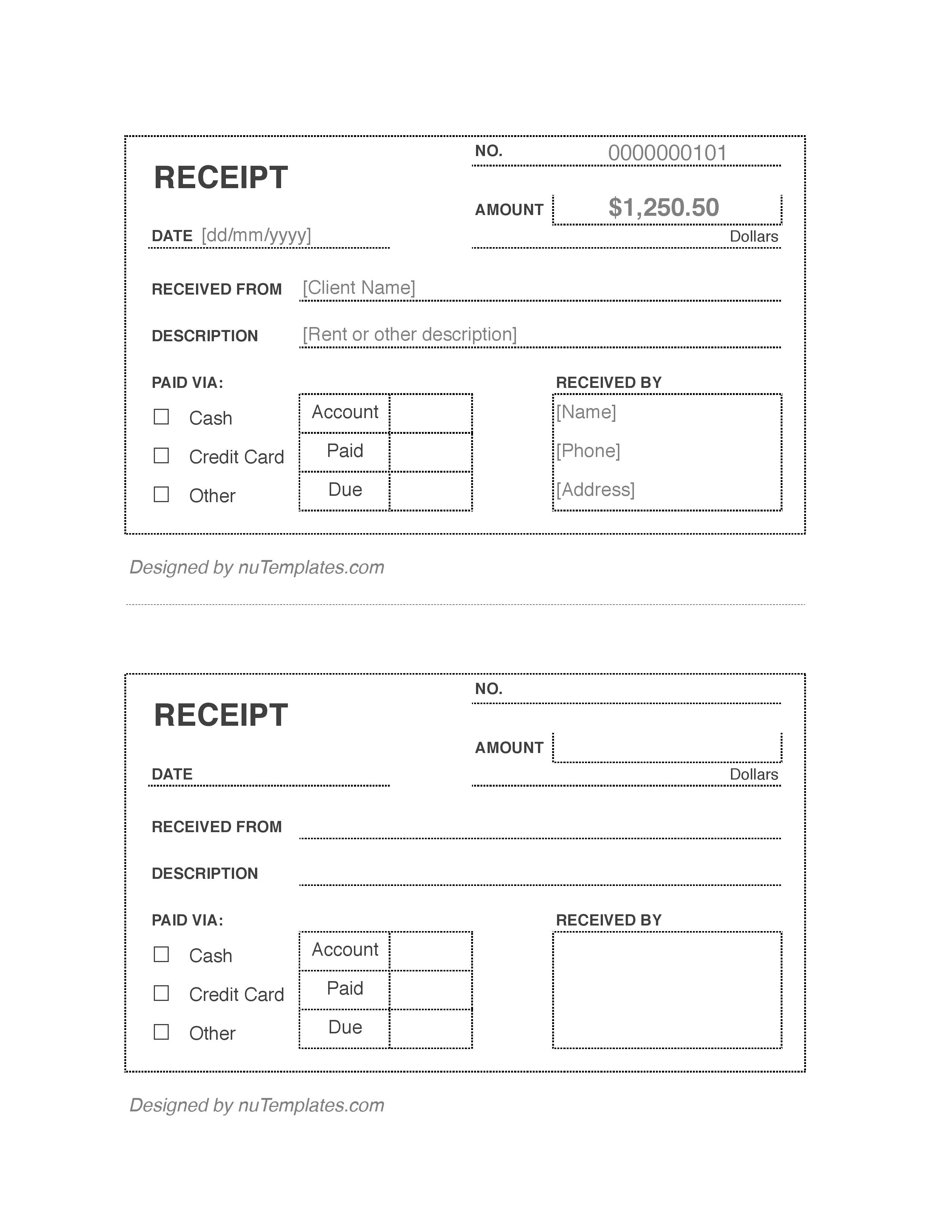 Receipt Templates Free Receipt Template Nutemplates